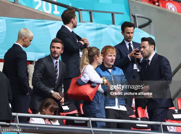 June 2021, United Kingdom, London: Football: European Championship, England - Germany, Final Round, Round of 16 at Wembley Stadium. Singer Ed Sheeran...