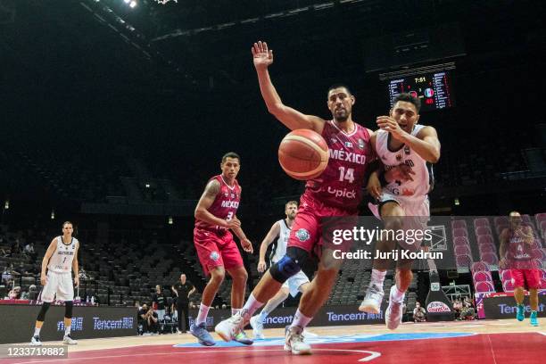 Gabriel Giron of Mexico and Maodo Lo of Germany during the 2020 FIBA Men's Olympic Qualifying Tournament game between Germany and Mexico at Spaladium...