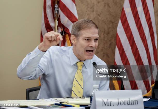Representative Jim Jordan, a Republican from Ohio, speaks during a Republican led House Select Subcommittee on the Coronavirus Crisis forum at the...