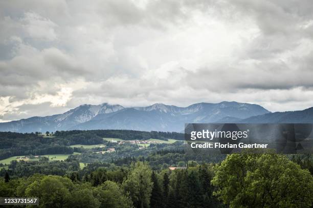 The Alps are pictured on June 29, 2021 in Otterfing, Germany.