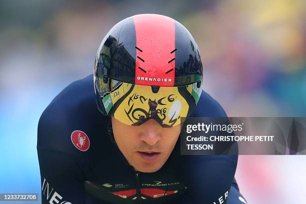 Team Ineos Grenadiers' Michal Kwiatkowski of Poland crosses the finish line of the 5th stage of the 108th edition of the Tour de France cycling race,...