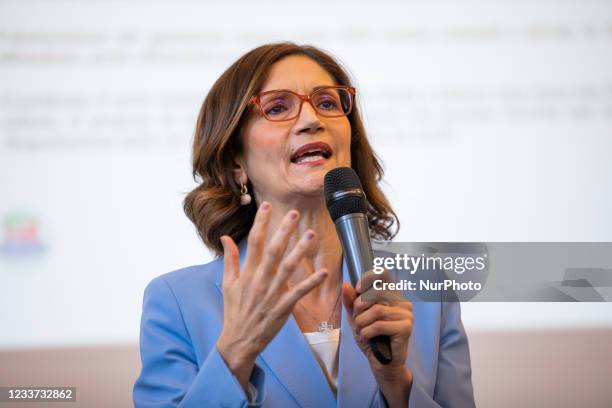 Mariastella Gelmini attends the Forza Italia Milano Ci Siamo press conference at Palazzo delle Stelline on June 25, 2021 in Milan, Italy.