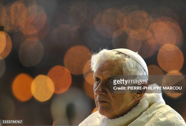 Pope Benedict XVI leads the Rosary at the Chapel of the Apparitions in Fatima's Sanctuary on May 12, 2010. Up to 500,000 are expected to attend the...