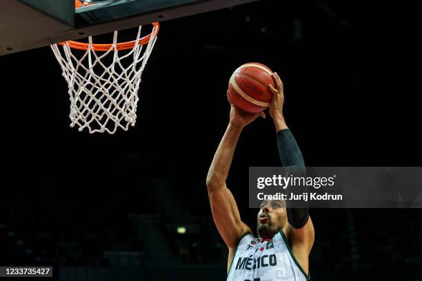 Gustavo Ayon of Mexico drives to the basket during the 2020 FIBA Men's Olympic Qualifying Tournament game between Mexico and Russia at Spaladium...