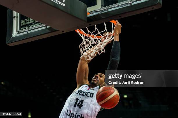 Gustavo Ayon of Mexico during the 2020 FIBA Men's Olympic Qualifying Tournament game between Mexico and Russia at Spaladium Arena on June 30, 2021 in...