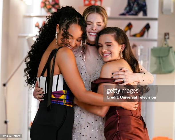 Expect You to Have Adventures Episode 506 -- Pictured: Aisha Dee as Kat Edison Meghann Fahy as Sutton Brady, Katie Stevens as Jane Sloan --