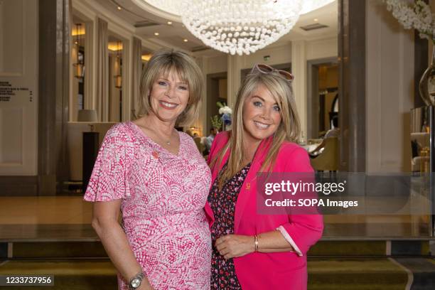 Ruth Langsford and Lucy Alexander attend afternoon tea at Corinthia Hotel London in aid of Breast Cancer Now hosted by Angie Greaves and Concorde...