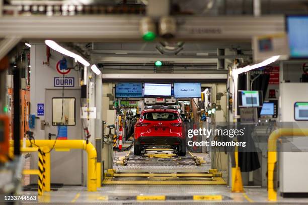 An automobile on the production line inside the Nissan Motor Co. Plant in Sunderland, U.K., on Thursday, July 1, 2021. Nissan said it will create a...