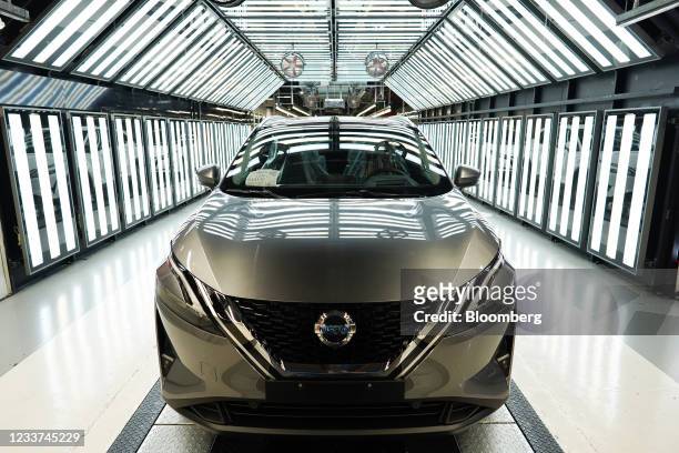 Nissan Qashqai automobile in the inspection area on the production line inside the Nissan Motor Co. Plant in Sunderland, U.K., on Thursday, July 1,...