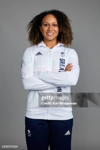 June 30: A portrait of Zoe Smith, a member of the Great Britain Olympic Weightlifting team, during the Tokyo 2020 Team GB Kitting Out at NEC Arena on...