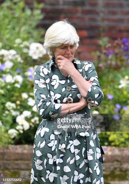 Lady Jane Fellowes during the unveiling of a statue of Diana, Princess of Wales, in the Sunken Garden at Kensington Palace, on what would have been...