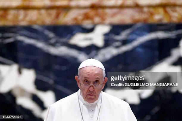Pope Francis leads a prayer with Lebanon's Christian leaders on a day of reflection and prayer for Lebanon, at the St Peter's Basilica at the Vatican...