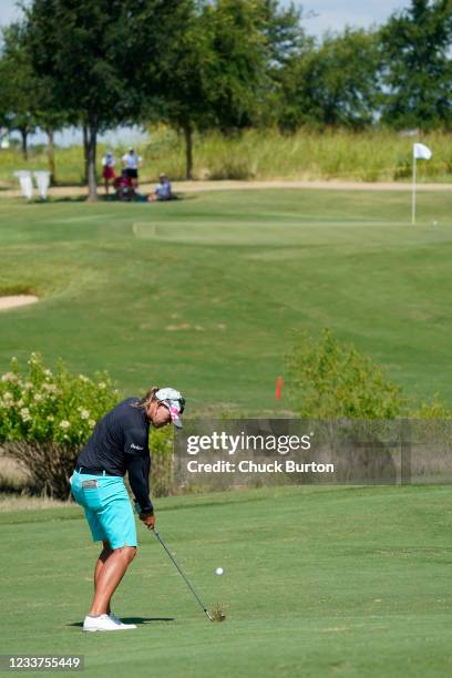 Katherine Kirk of Australia hits her approach shot on the eighth hole during the first round of the Volunteers of America Classic at the Old American...