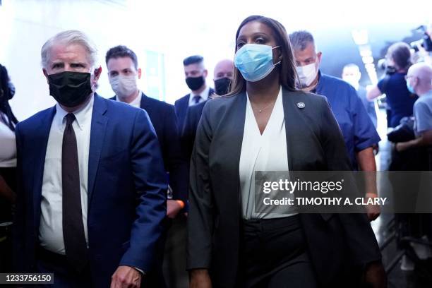 Cyrus R. Vance Jr. District Attorney of New York County and New York State Attorney General Letitia James arrive in court for the hearing of Allen...