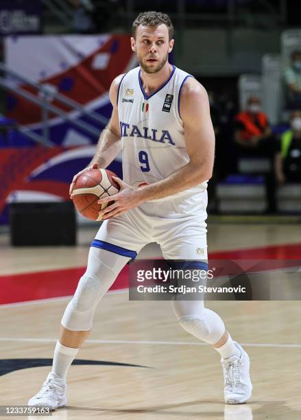Nicolo Melli of Italy in action during the FIBA Basketball Olympic Qualifying Tournament Group B match between Italy and Peurto Rico at Aleksandar...
