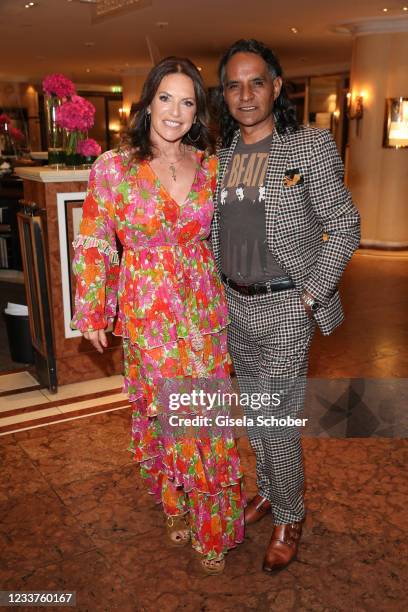 Christine Neubauer and Jose Campos attend the premiere of "Kaiserschmarrndrama" during the opening of the 38th Munich Film Festival on July 1, 2021...