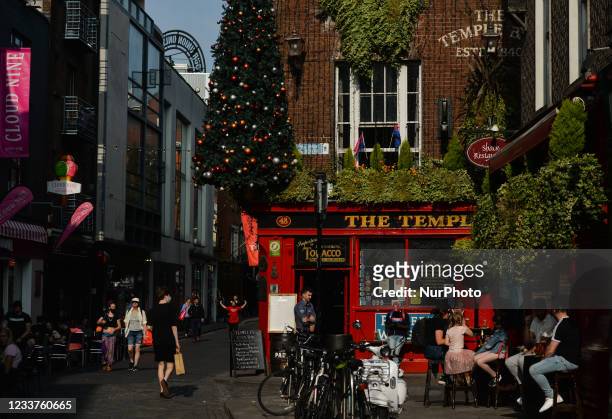 The Temple Bar area in Dublin city center. On Thursday, 01 July 2021, in Dublin, Ireland.