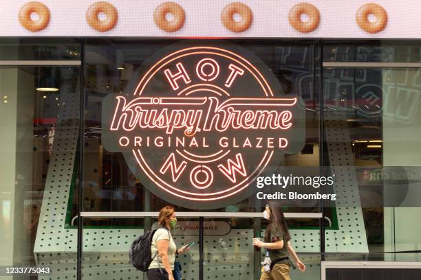 Krispy Kreme doughnuts store in the Times Square neighborhood of New York, U.S., on Friday, July 2, 2021. Krispy Kreme Inc.'s shares rose in their...