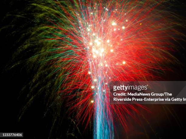 Fireworks light up the night during Murrietas Independence Day/Birthday Bash at Los Alamos Hills Sports Park on Thursday, July 1, 2021.