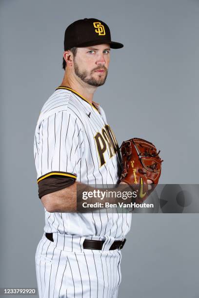 Drew Pomeranz of the San Diego Padres poses during Photo Day on Wednesday, February 24, 2021 at the Peoria Sports Complex in Peoria, Arizona.