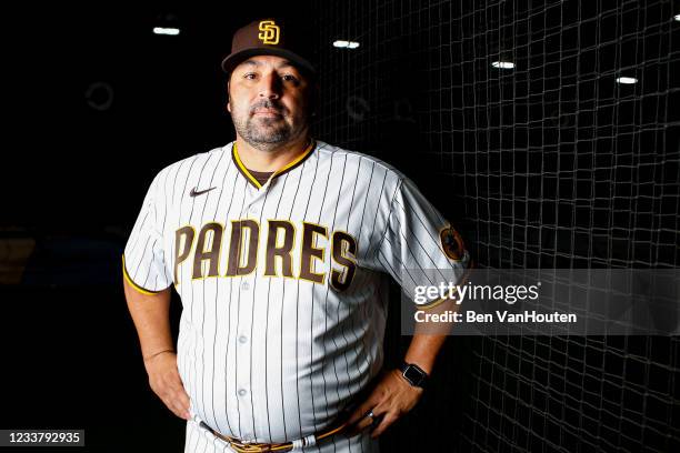 Rod Barajas of the San Diego Padres poses during Photo Day on Wednesday, February 24, 2021 at the Peoria Sports Complex in Peoria, Arizona.