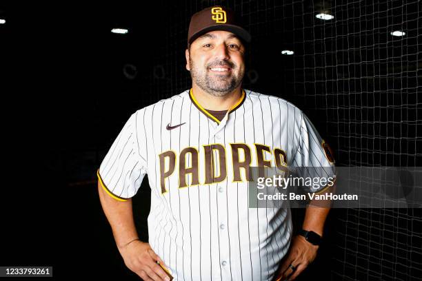 Rod Barajas of the San Diego Padres poses during Photo Day on Wednesday, February 24, 2021 at the Peoria Sports Complex in Peoria, Arizona.