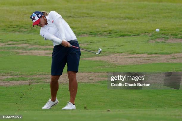 Katherine Kirk of Australia hits to the first hole during the third round of the Volunteers of America Classic at the Old American Golf Club on July...