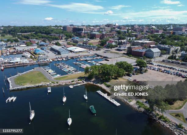 General view shows Burlington, Vermont on June 29, 2021. - Vermont -- known for Bernie Sanders, maple syrup and the birthplace of Ben and Jerry's ice...