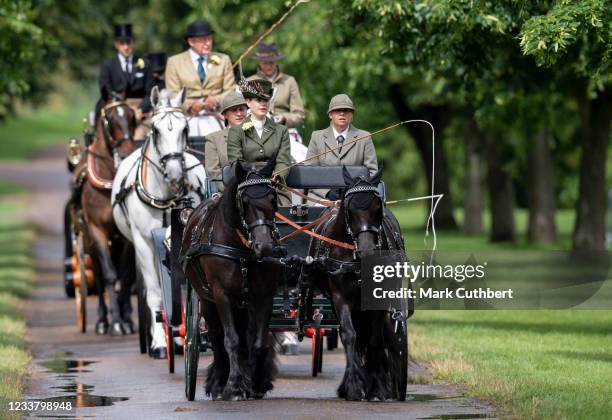 Lady Louise Windsor takes part in 'The Champagne Laurent-Perrier Meet of the British Driving Society during the Royal Windsor Horse Show 2021 at...