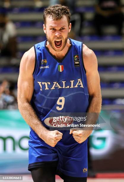 Nicolo Melli of Italy reacts during the FIBA Basketball Olympic Qualifying Tournament Final match between Serbia and Italy at Aleksandar Nikolic Hall...