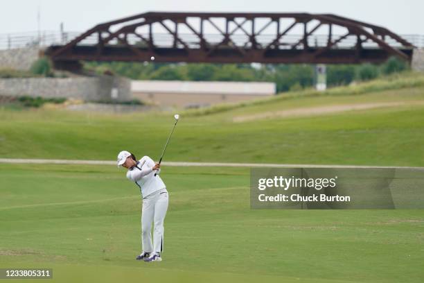 Jin Young Ko of Korea hits to the second green during the final round of the Volunteers of America Classic at the Old American Golf Club on July 4,...