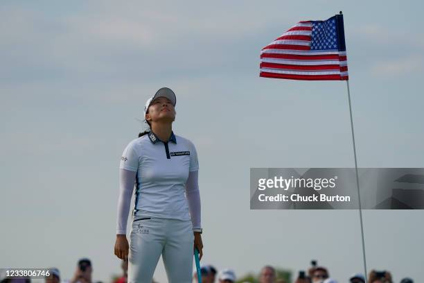 Jin Young Ko of Korea celebrates after winning the Volunteers of America Classic at the Old American Golf Club on July 4, 2021 in The Colony, Texas.
