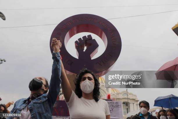 Friends and family of Fernanda Olivares, known as Polly, demonstrated at the Antimonumenta located in front of the Palace of Fine Arts in Mexico...