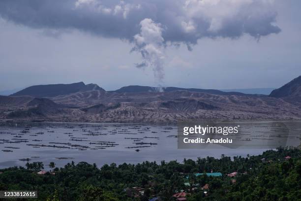 Smoke rise from Taal volcano in Batangas, Philippines on July 05, 2021. According to the Philippine Institute of Volcanology and Seismology , Taal...
