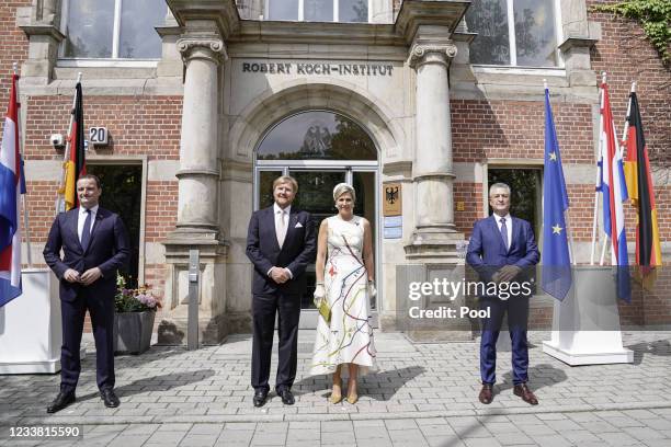 Health Minister Jens Spahn and Lothar Wieler , president of the Robert Koch Institute, receive King Willem-Alexander of the Netherlands and Queen...