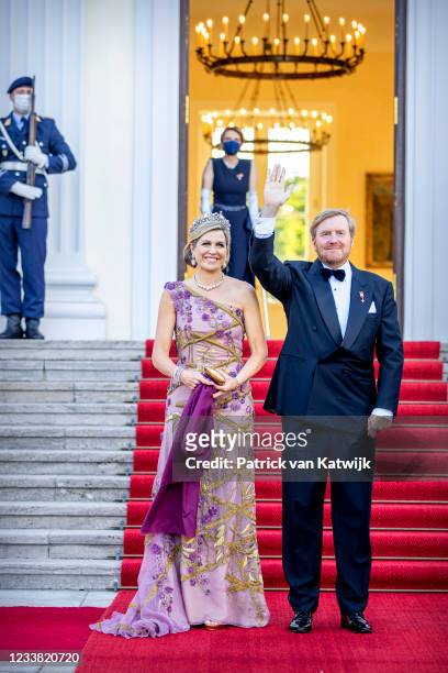 King Willem-Alexander of The Netherlands and Queen Maxima of The Netherlands visit Schloss Bellevue where German President Frank-Walter Steinmeier...