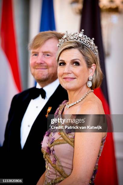 King Willem-Alexander of The Netherlands and Queen Maxima of The Netherlands visit Schloss Bellevue where German President Frank-Walter Steinmeier...
