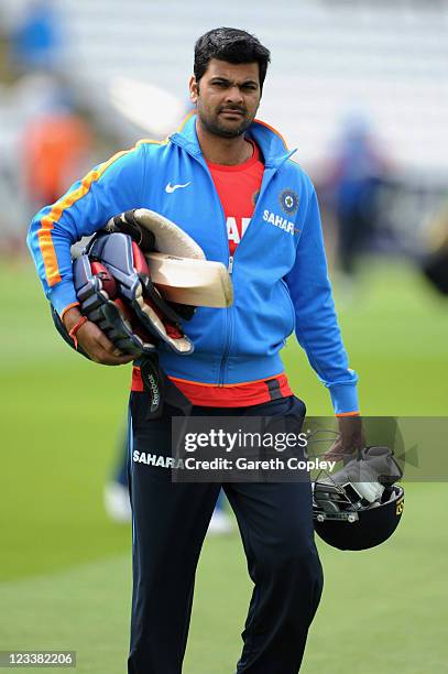 Singh of India attends a nets session at The Riverside on September 2, 2011 in Chester-le-Street, England.
