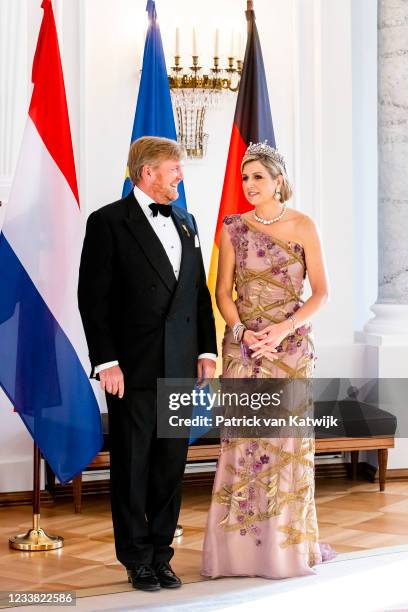 King Willem-Alexander of The Netherlands and Queen Máxima of The Netherlands visit Schloss Bellevue where German President Frank-Walter Steinmeier...