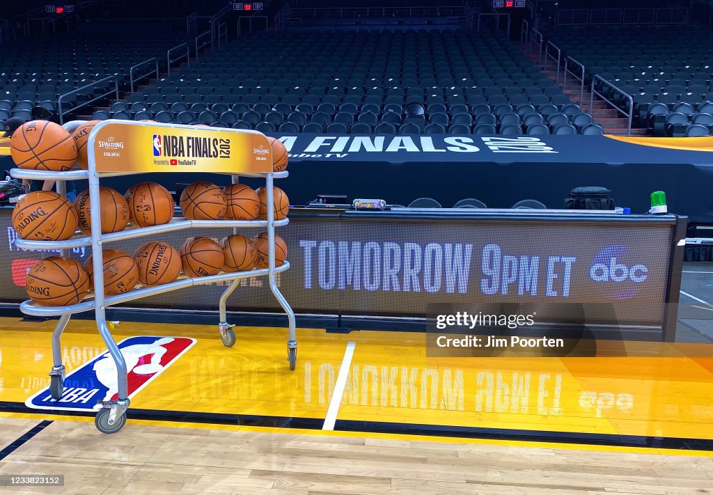 Nba Racks A generic view of the ball racks used during practice and media... News ...
