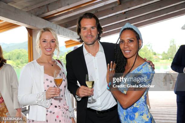Tennis player Sabine Lisicki, Tommy Haas, Barbara Becker during the wedding ceremony of Claudelle Deckert and Peter Olsson on July 5, 2021 at...