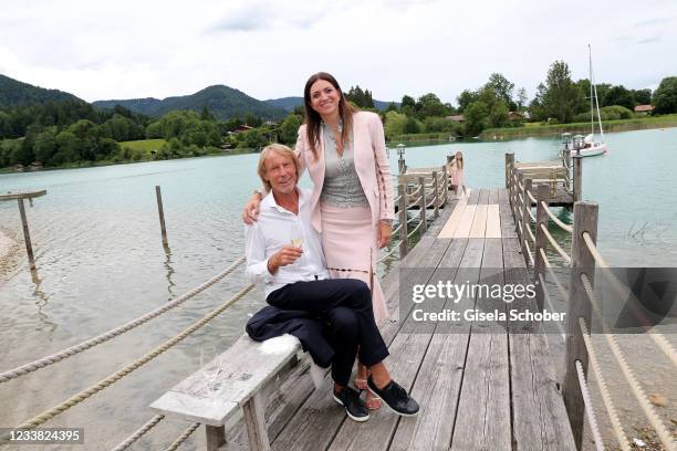 Carlo Thraenhardt and his girlfriend Stefanie Pregitzer during the wedding ceremony of Claudelle Deckert and Peter Olsson on July 5, 2021 at...