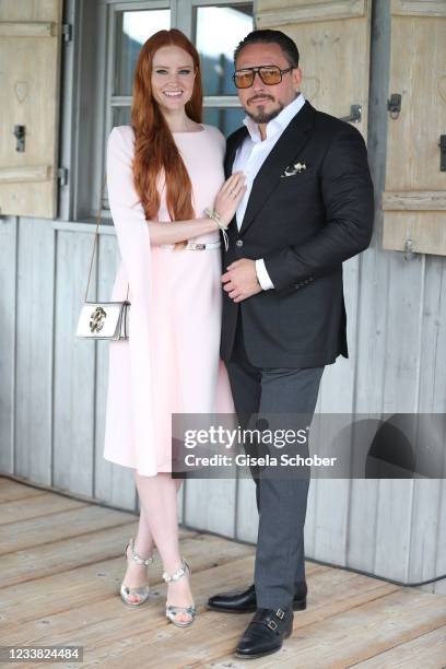 Barbara Meier-Hallmann, Klemens Hallmann during the wedding ceremony of Claudelle Deckert and Peter Olsson on July 5, 2021 at Faehrhuette in...