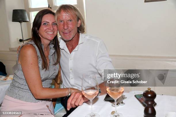 Carlo Thraenhardt and his girlfriend Stefanie Pregitzer during the wedding ceremony of Claudelle Deckert and Peter Olsson on July 5, 2021 at...