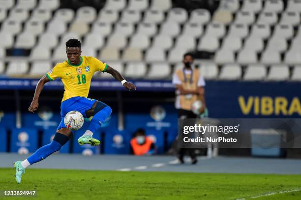 Vinicius Jr. Brazil player during a match against Peru at the Engenhão stadium for the Copa América 2021, this Monday.
