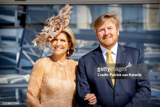 King Willem-Alexander and Queen Maxima of the Netherlands visit the Reichstag on July 6, 2021 in Berlin, Germany. Their Royal Highnesses are paying...