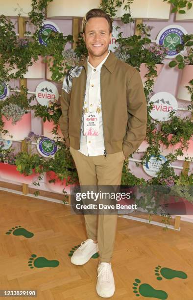 Olly Murs poses in evian's VIP suite, certified as carbon neutral by The Carbon Trust, during day eight of The Championships at Wimbledon on July 6,...