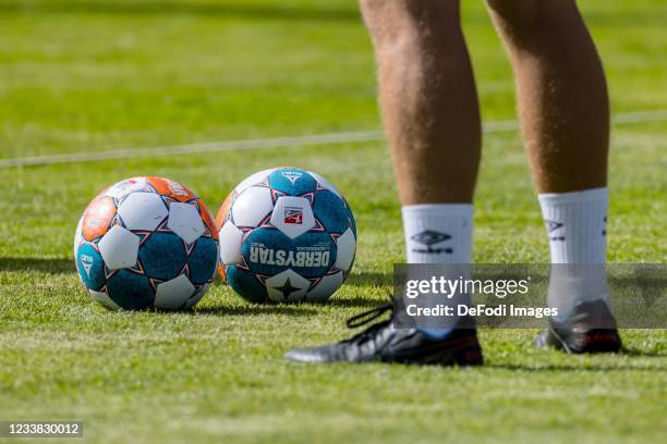 Official Bundesliga match ball from Derbystar during the FC Schalke 04 - Second Bundesliga Training Camp at Sportplatz of SC Mittersill on July 01,...