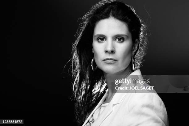 French TV host and journalist Apolline de Malherbe poses during a photo session in Paris, on July 5, 2021.