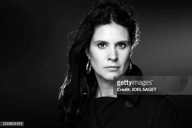French TV host and journalist Apolline de Malherbe poses during a photo session in Paris, on July 5, 2021.